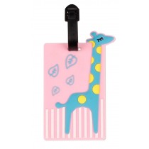 Set Of 2 Luggage Tag Bag Tags Silicone Name Tag Travel Tag [Pink Giraffe]