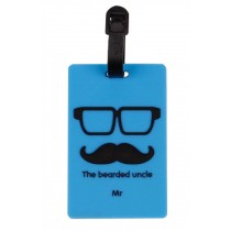 Set Of 2 Luggage Tag Bag Tags Silicone Name Tag Travel Tag [Blue Bearded Uncle]
