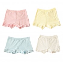Set of 4 Lace Brim Solid Cotton Underwears for Girls from 9-13 Years Old