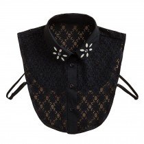 Elegant Fashion Black Lace Detachable Shirt False Collar/Rhinestone