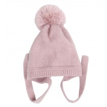 Kids Winter Lacing Hat Boys Girls Pompom Knit Hats, Pink