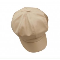 PU Leather Adjustable Berets Fashion Octagonal Cap, Beige