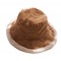 Winter Warm chic Fisherman Hat Thickened Woolen Basin Hat, Khaki