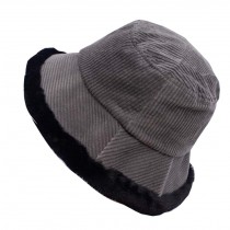 Winter Warm chic Fisherman Hat Thickened Woolen Basin Hat, Gray