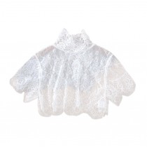 Ladies Elegant Lace Short Sleeve Turtleneck Half False Collar Detachable Blouse Collar - White