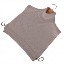 Womens Turtleneck Knitted Fake Collar Detachable Half Shirt Blouse - Khaki