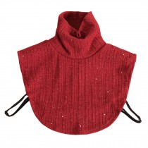 Womens Soft Turtleneck Knitted Fake Collar With Sequins Red Detachable Half Shirt Blouse
