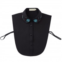 Elegant Fake Collar Beads Flower Decor Half Shirt Black False Collar Detachable