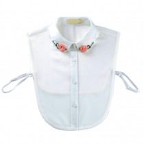 Elegant Stylish Fake Collar Beads Flower Decor Half Shirt White False Collar Detachable