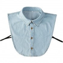 Stylish Unisex Denim Half Shirt Blouse False Collar Solid Color Detachable - Light Blue