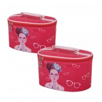 Set of 2 Elegant Portable Makeup Bag Cosmetics Storage Bags, Pink