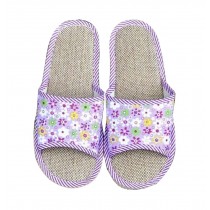 Female Indoor Spring And Summer Cool Linen Slippers/Hotel Slippers, Purple