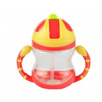 Cute Kids Water Bottle With Handles Straw Training Baby Bottle [Strawberry]