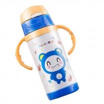 Baby Kids Outdoor Vacuum Cup Insulated Bottle with Straw Handles 350 ML