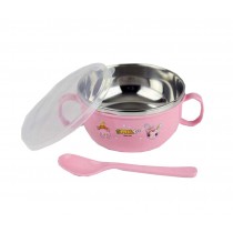 Pink Home Baby Eating Bowl+Spoon Kids Eating Utensil