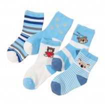 Set of 5 Blue Unisex Baby/Kids Breathable Cotton Socks