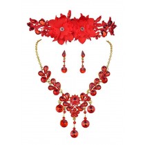 Red Bridal Headdress Hair Accessories Wedding Accessories Set
