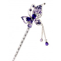 Purple Lovely Butterfly Retro Style Tassels Alloy Hair Pin Hair Accessories
