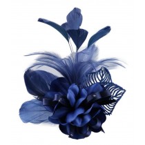 Women's Lovely Feather Flower Dark Blue Brooches [Jewelry]