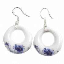 Blue and White Porcelain Earrings Accessories for Girls, 2 Pairs