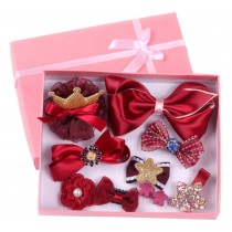 Red Bowknot Hairpin Girl's Hair Accessories Children Hair Ornaments(10 Pieces)