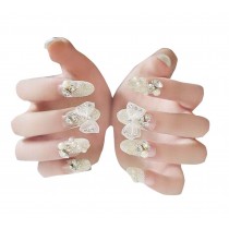 24 Pcs Elegant Women Art Artificial Nails Bride Nail Gel Nails