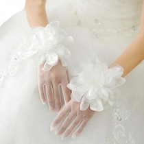 Womens Lace Floral Bridal Gloves for Dress or Wedding