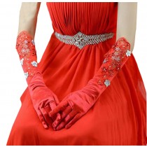 Beautiful Red Women Long Sleeve Gloves Wedding/Party Gloves