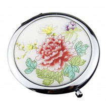 Chinese Painting Style Metal Compact Mirror Pocket-size