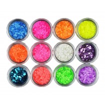 12 Color Small Round Paper and Laser Mashup Series Nail Decorations