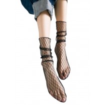 Black Fishnet Ankle Socks Stockings for Women One Pair