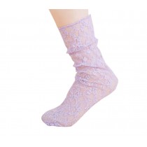 A Pair of Elegant Purple Women Lace Socks Summer Loose Socks