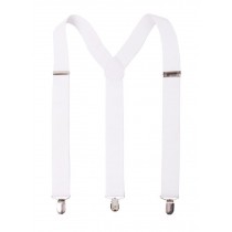 Solid Color Men and Women Suspenders with Clips - White