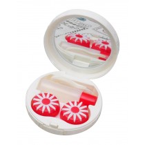 Red Contact Lens Case Travel Kit Easy Carry Case
