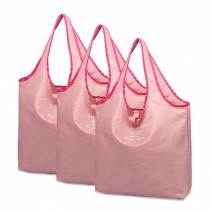 Set of 3 Reusable Grocery Bags Shopping Bags - Pink