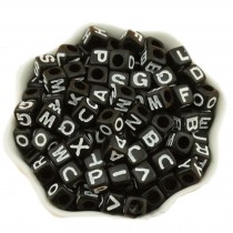 Black Beads White Letter Acrylic Material for DIY Bracelet