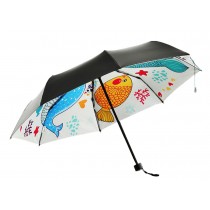 Cute Fishes Pattern Parasol Folding Umbrella Sun Protection