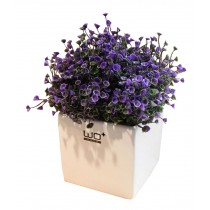 Artificial Purple Plants with White Pot for Indoor/Outdoor Home Decor