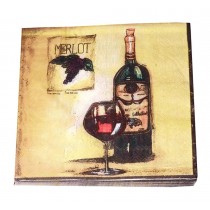 Wine-cup and Wine Bottle Pattern Paper Napkins for Wedding