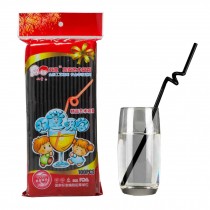 Black Disposable Flexible Drinking Straws (300pcs)