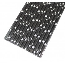Black Decoration Paper Straws 100 PCS for Party - Star Pattern
