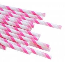 Party Pink and Rose Red Stripes Paper Straws Pack of 100