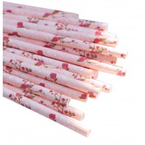 Rose Flowers Party Drinking Paper Straws Pack of 100