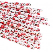 100 Pack Paper Straws for Celebrations and Parties Rose Flowers