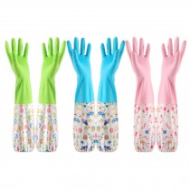 3 Pairs Reusable Waterproof Household Latex Gloves for Kitchen, Medium