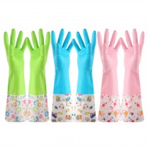 Kitchen Cleaning Gloves Household Waterproof Latex Gloves 3 Pairs (Medium)