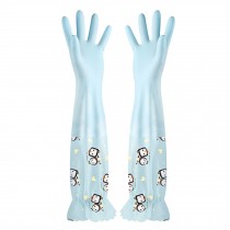 Household Dishwashing Gloves Plush Gloves 2 Pairs for Women (Blue/Medium)