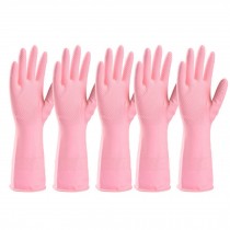 Cleaning Gloves Kitchen Dishwashing Glove 5 Pairs ( L/ Pink)