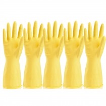 Reusable Cleaning Gloves Kitchen Dishwashing Glove 5 Pairs ( L/ Yellow)