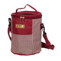 Round Red Double Zip Lunch Bags Insulation Tote Bag